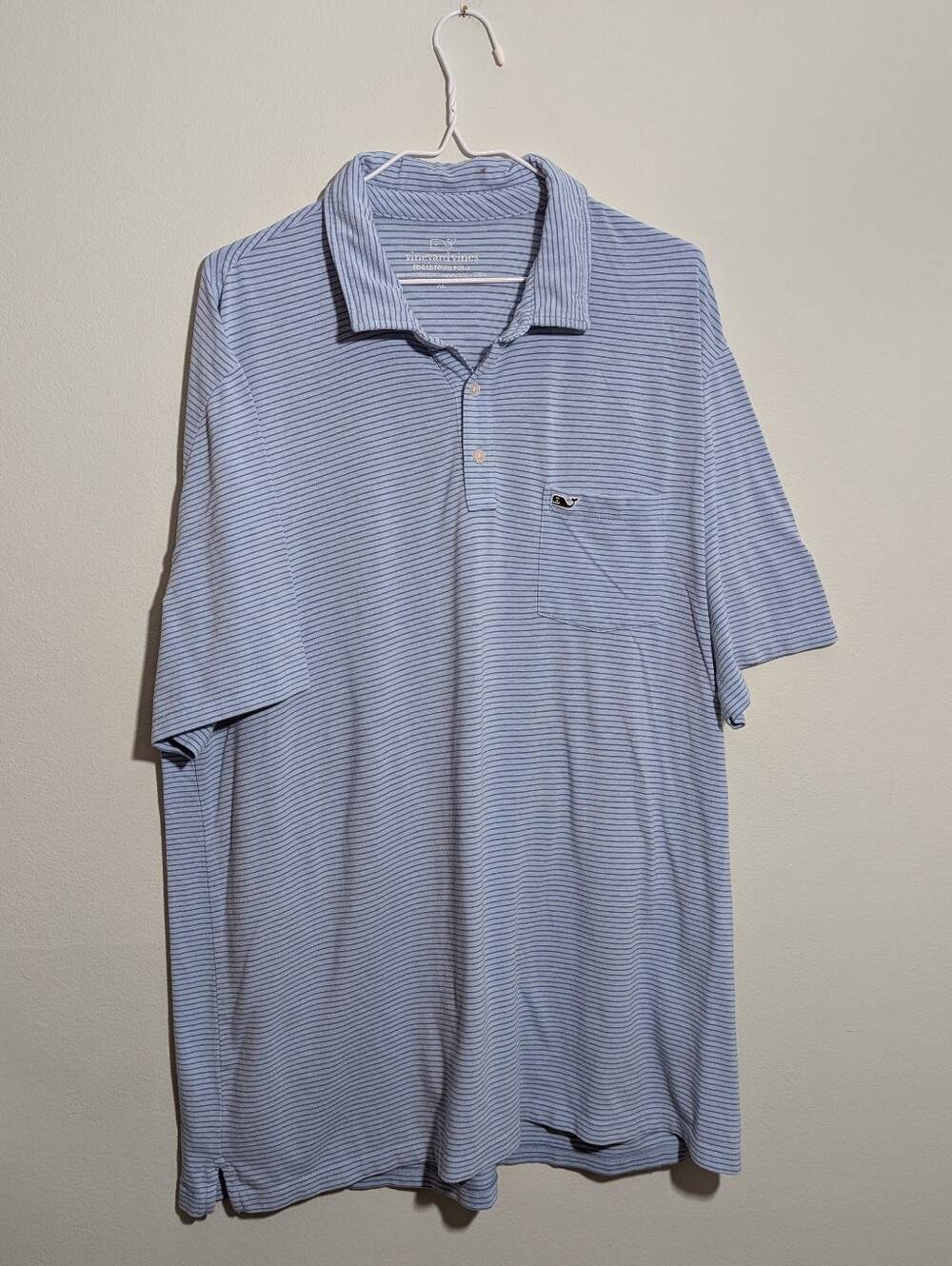 Vineyard Vines Men's XL Edgartown Polo Thin Knit Shirt Blue Stripe Pima Cotton